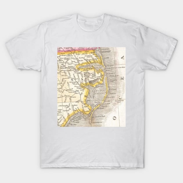 Vintage Map of The Outer Banks (1818) T-Shirt by Bravuramedia